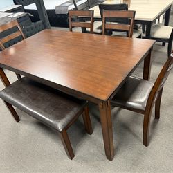 6PC Brown Dining Table Set