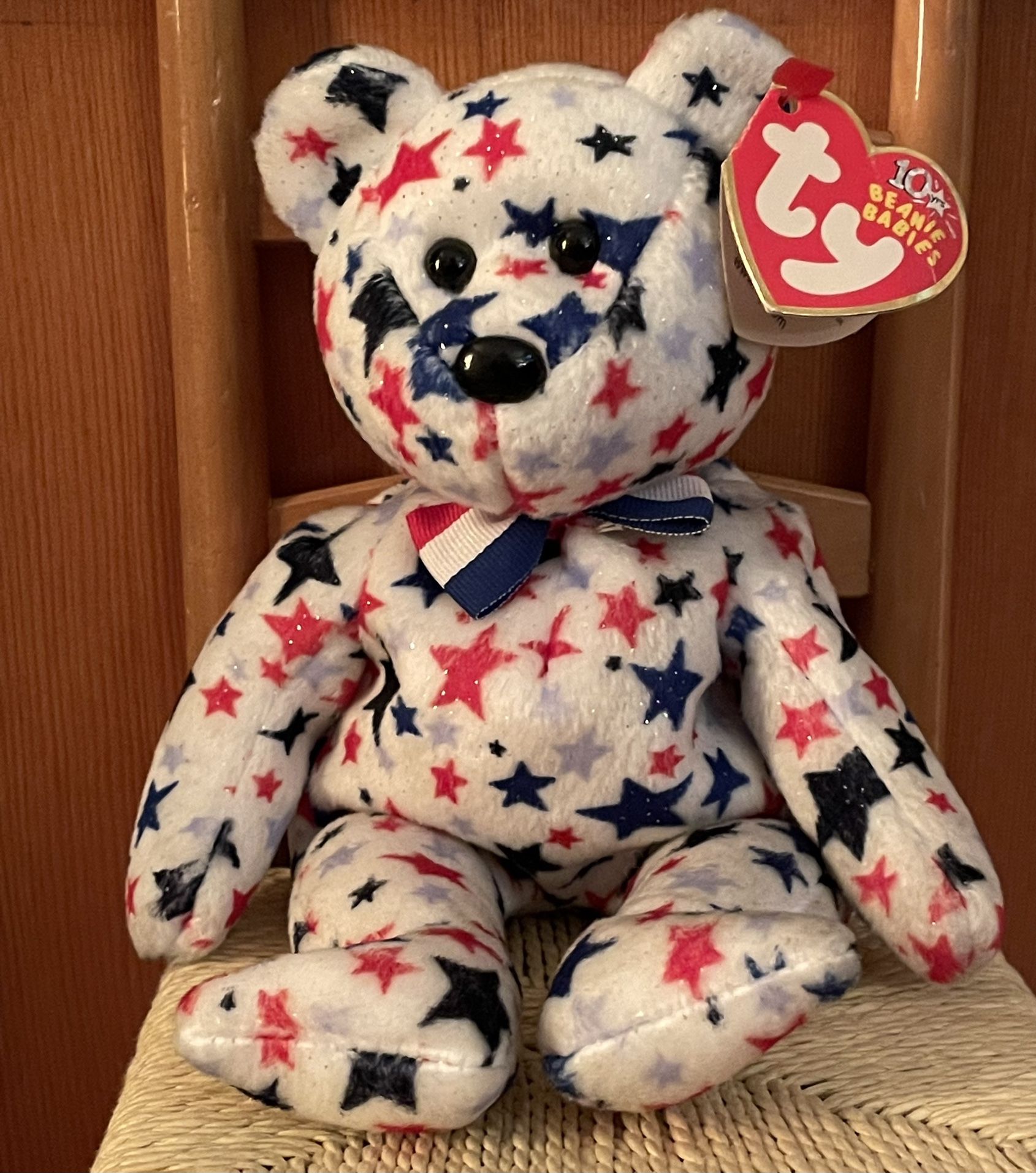 Ty Beanie Baby Red,white & Blue Bear 2003-Retired - Tag Errors