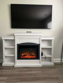 Entertainment center with fireplace