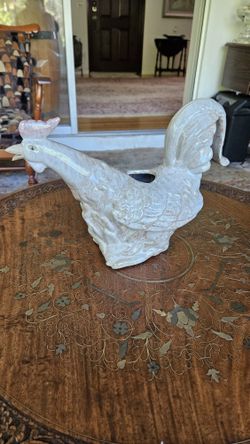 ge Rooster Figurine Arrosoir Pichet, Crème et Beige Marble Swirl Stoneware