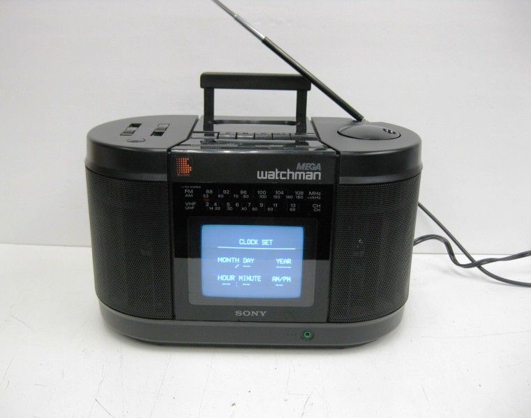 Vintage Sony FD-555 Watchman TV Radio Cassette Tape AM/FM Boombox