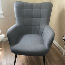 Grey Tufted Wingback Chair