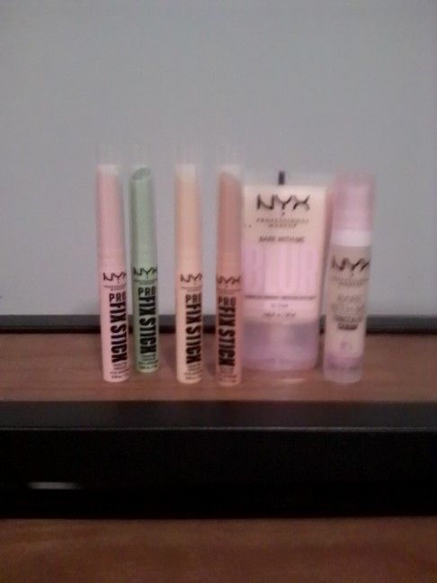 NYX Blur Makeup Bundle 4 Conturing Sticks Fair O2 Foundation 1 Oz And Bare With Me Concealer Serum.32 Oz