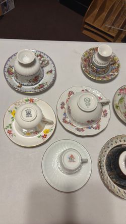 Vintage Floral Porcelain Tea Cups and Saucers Collection