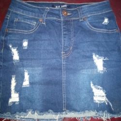 Blue Denim Mini Skirt (M)