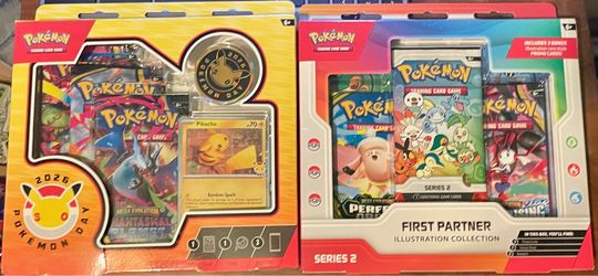 Pokemon - Lot of (2) Collections: (1) 'Pokemon Day 2026' + (1) 'First Partners Illustration - Series #2' - Sealed