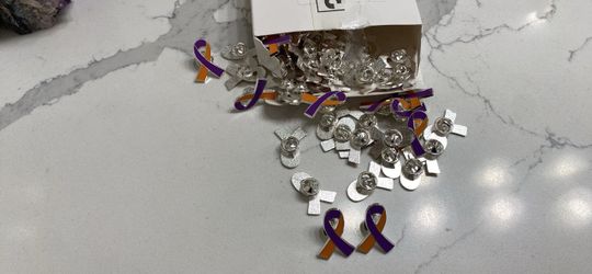 Purple and Orange Awareness Ribbon Lapel Pins Bulk Lot