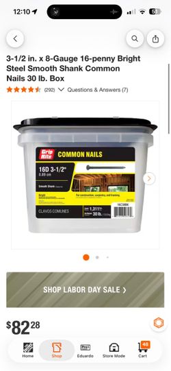 Grip-Rite 16D 3-1/2” Common Nails – 30 LB Bucket