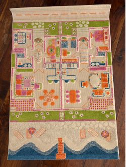 3D Play Carpet 71 x 52.5 Inch Beach House Floor Rug for Kids