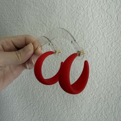 Women’s red matte hoop Earrings