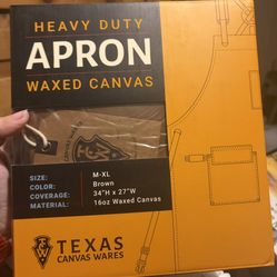 NEW Texas Canvas Wares Heavy Duty Waxed Canvas Apron 34” H X 27” W   Sz M-XL