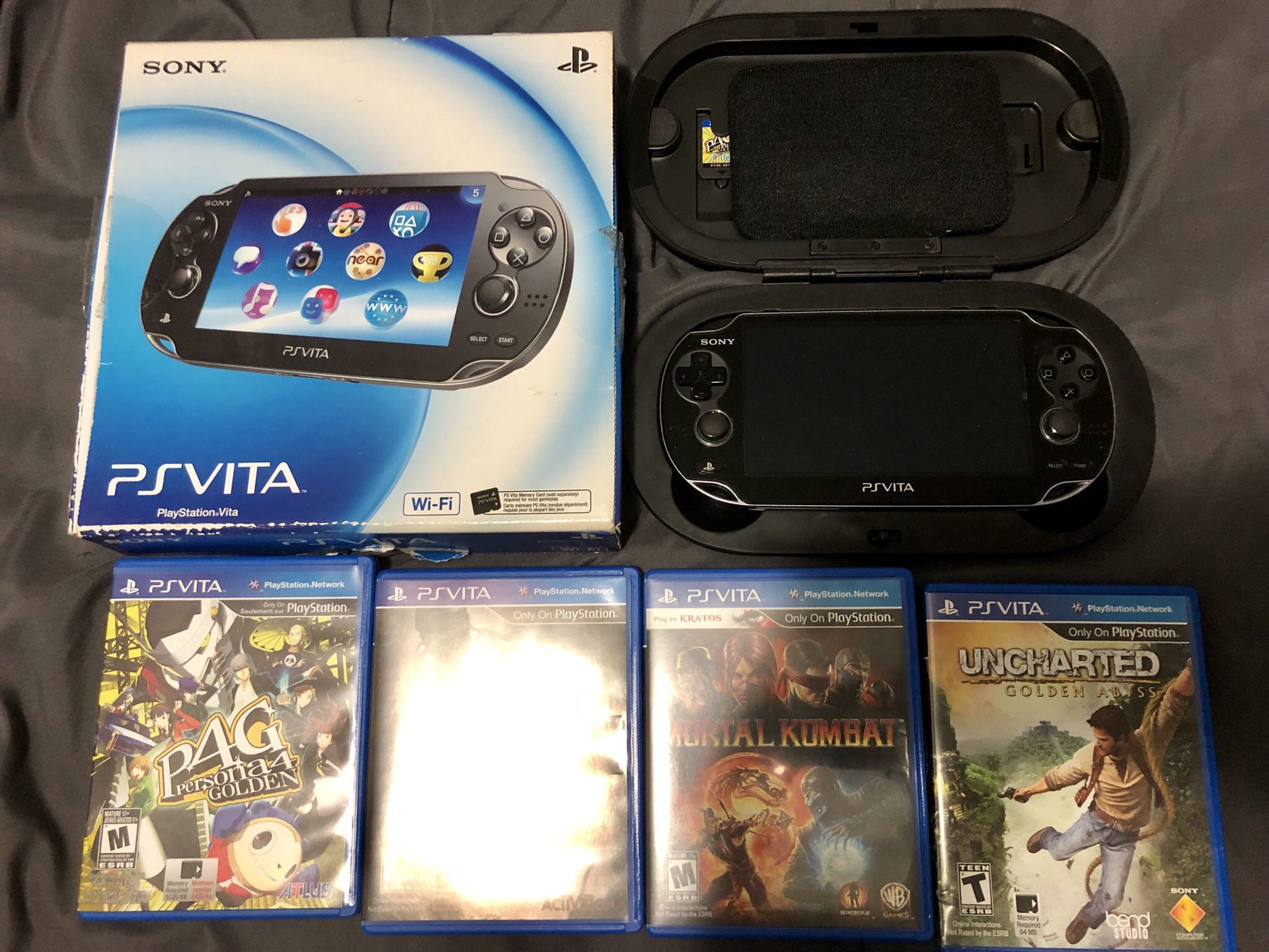 Sony Playstation PS Vita OLED PCH-1001 w/ Case And 4 Games ULTIMATE BUNDLE MINT