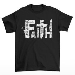 Faith Christian Graphic T-Shirt, Black Cotton, Religious Scripture Design