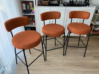 28 '' Bar Stools Set of 3, for Kitchen Island. Orange