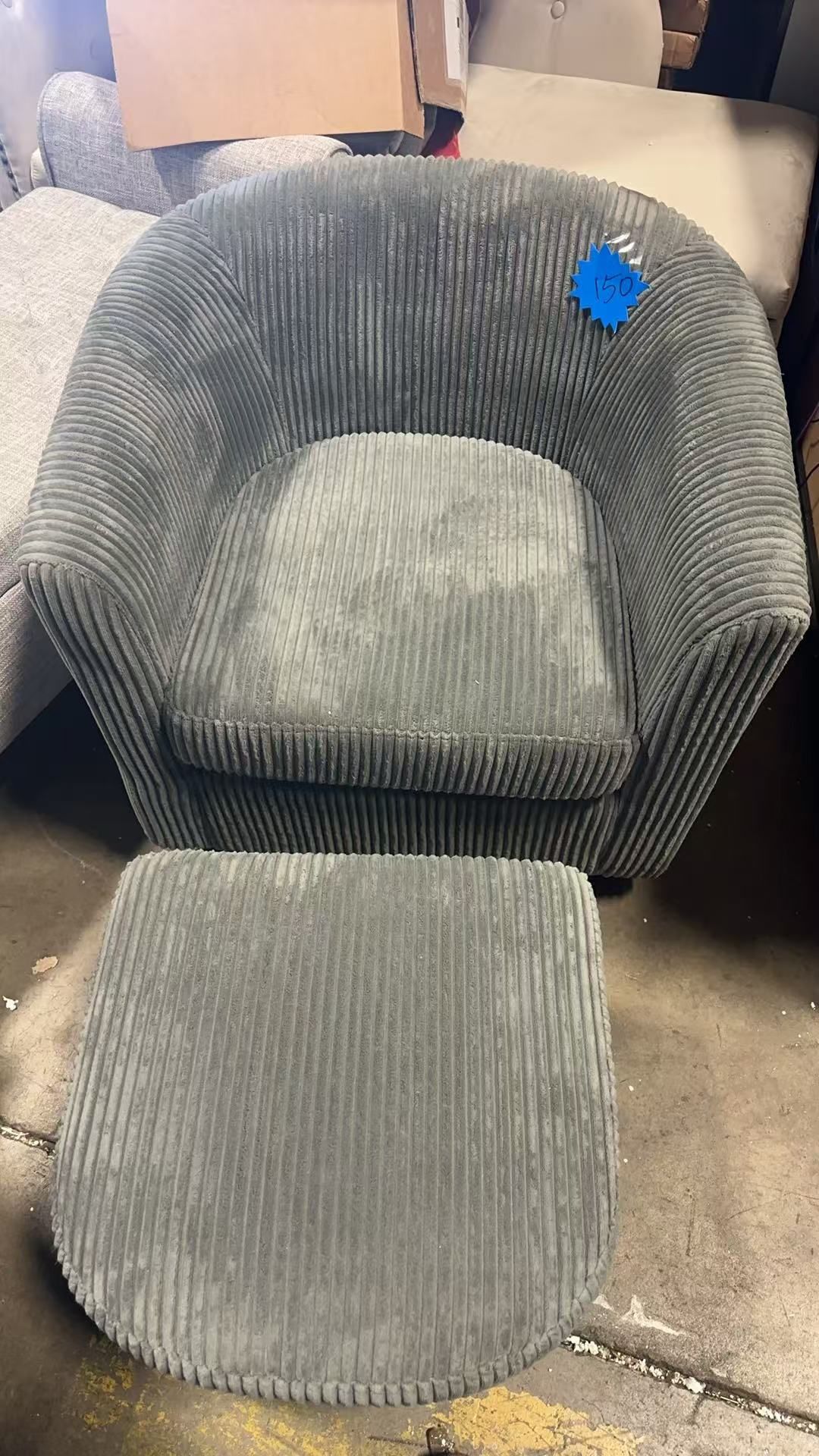 🔥one sale 🔥Swivel Barrel Chair, Corduroy Upholstered Round Barrel Chair Swivel Accent Chair with Ottoman, Reading Chair for Bedroom Comfy Living Roo