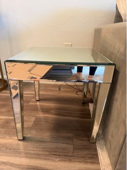 Real Mirrored Glass End Table