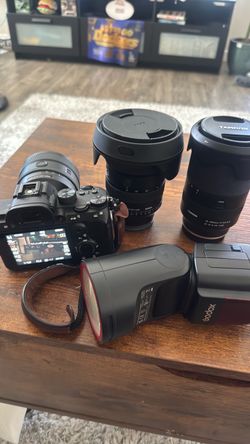 Sony a7iii, sigma 24-70, tamron 18-300, Sony G 50mm and Godox lens
