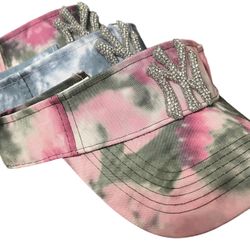 Tie Dye Sun Visor adjustable NY Festival Sun Hat Lot Of 3