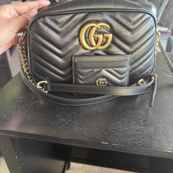 GUCCI GG Marmont Small Camera Bag and Matching Wallet