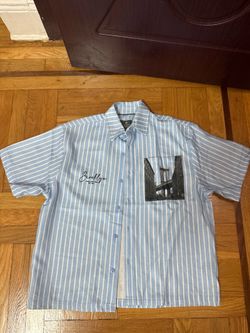 Baby Blue and white stripes dumbo New York collard Tshirt
