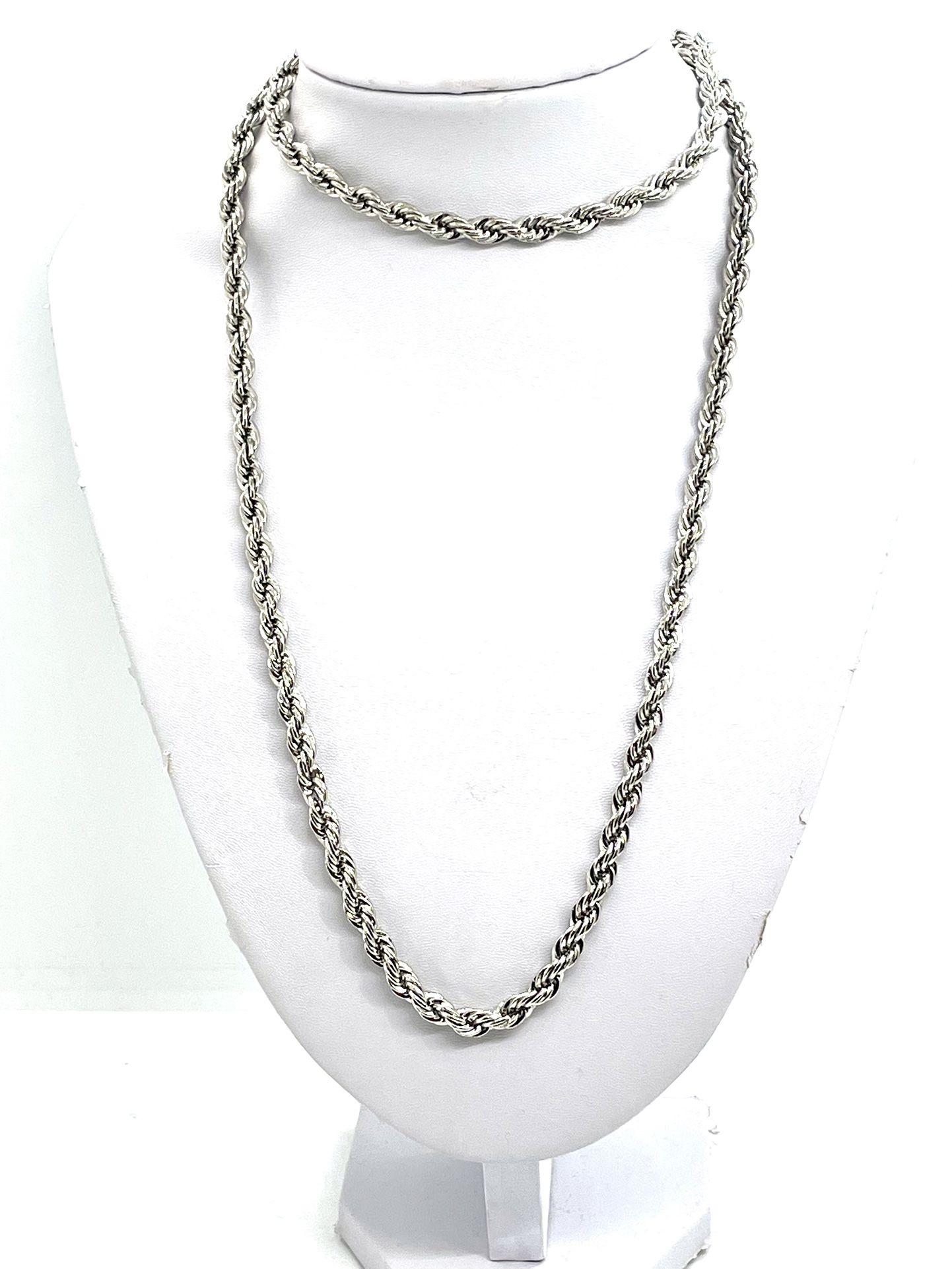 Vintage Silver Tone Rope Necklace