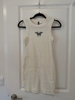 H&M White Ribbed Butterfly Mini Dress – Size S