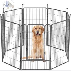8 Panels ,Dog Playpen,45 Inch Height in Heavy Duty, Folding Indoor Outdoor Anti-Rust Dog Exercise Fence, Portable Pet Playpen with Door  , Grey