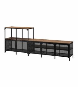 Industrial TV Stand with Mesh Cabinet Doors