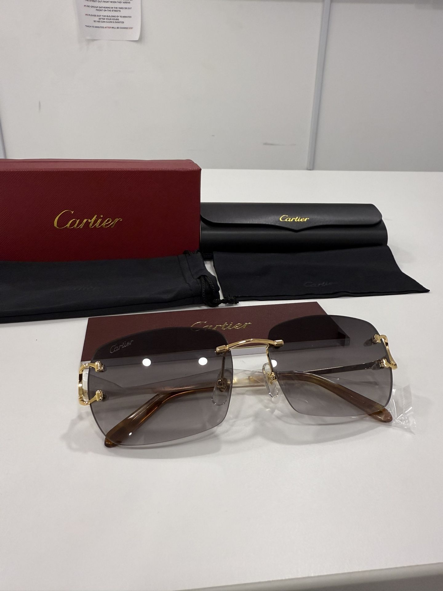Cartier Glasses, Black Lense, Gold Frame