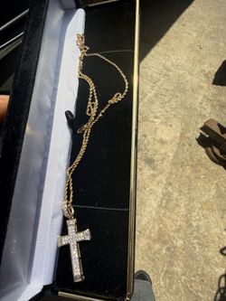 14k rope chain with diamond cross