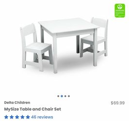 New kids white table and 2 chairs