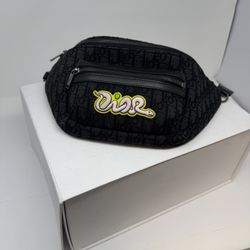 Dior x KAWS Rider 2.0 Belt Bag Black Dior Oblique Jacquard and Black Grained Calfskin