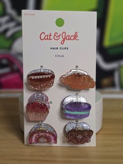 🎀 Cat & Jack 6-Pack Hair Clips – Sweet Treats Theme 🎀
