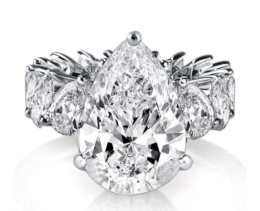 Pear Cut Engagement Ring Unique Engagement Ring With Eternity Size 7.75