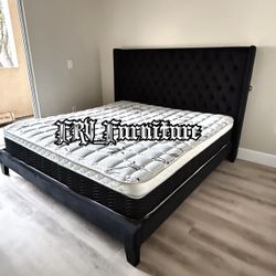 New King Bed Frame With Mattress 