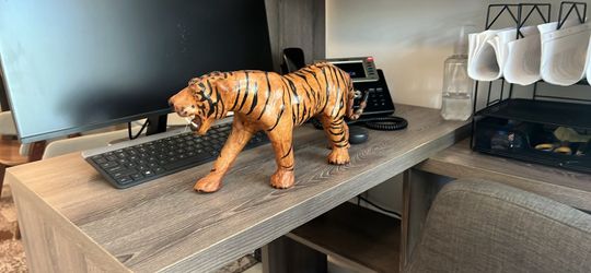 Hand-Carved Leather Tiger Figurine