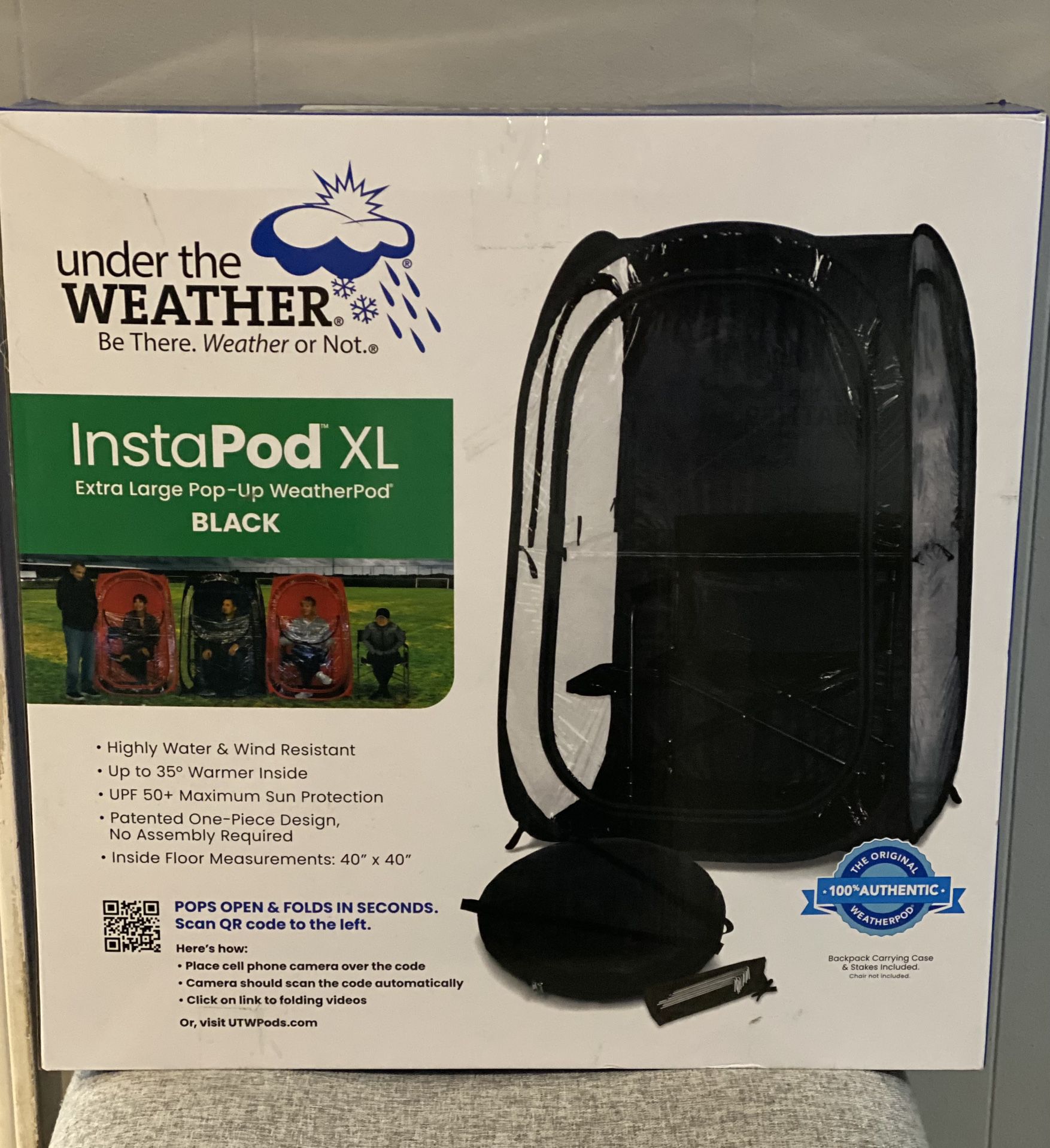 Brand New Under the Weather InstaPod Stay Warm & Dry Weather Pod, Black, XL