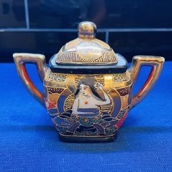 Vintage Japanese Satsuma Sugar Bowl. Hand Painted 