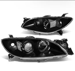 04-09 Mazda 3 Sedan 4-Door Projector Headlights - Black Housing