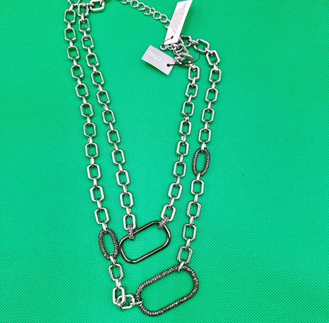 Chico's Silver Modern Chain Necklace