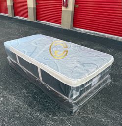 12 Inches Twin Size Pillowtop Mattress and Box | New | We offer delivery 🚚