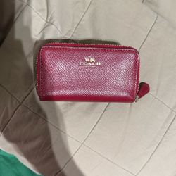 RED COACH CARD/COIN WALLET