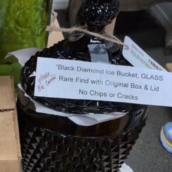 Tiara Black Diamond Glass Ice Bucket with lid