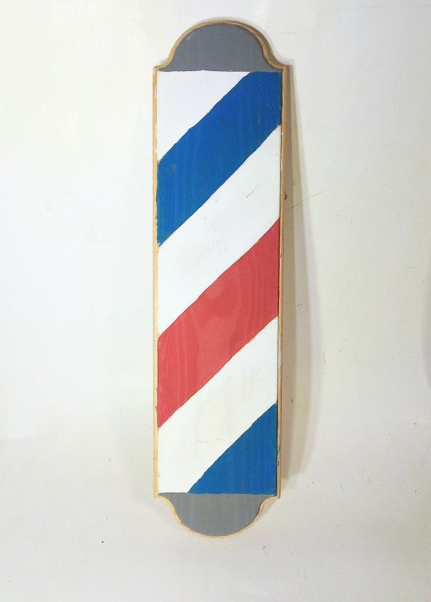 Wooden Hand Painted Barber Pole Wall Plaque