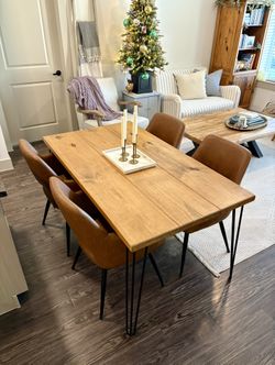 Solid Wood Dining Table with 4 Chairs