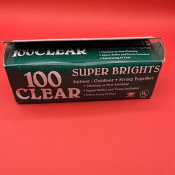 Super Brights 100 Clear Bulb Christmas Light Strand 33ft 