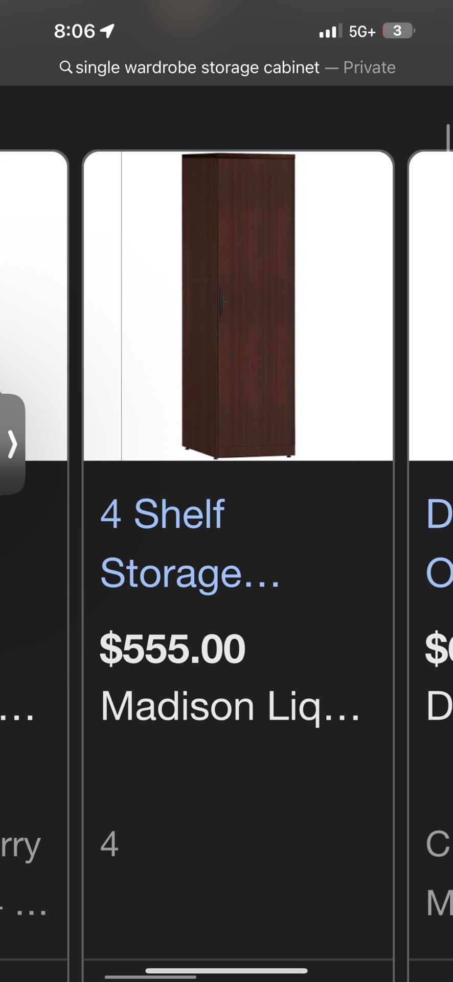 Four Standing Single Door Cherry Wood Storage Cabinets
