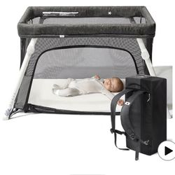 Guava Family Travel Crib Includes Lightweight Backpack Design | Certified Baby Safe Portable Crib | Folding Play Yard, Comfy Mattress for Babies, Todd