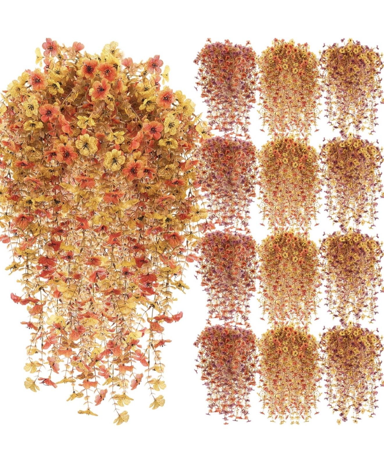 36 Pack Artificial Hanging Flowers Plants for Outdoors, 30 Inch UV Resistant Fake Plastic Faux Plant