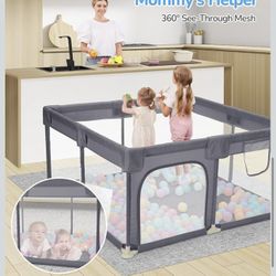 Baby Playpen, 47"x47" Play Pens for Babies and Toddler, Grey